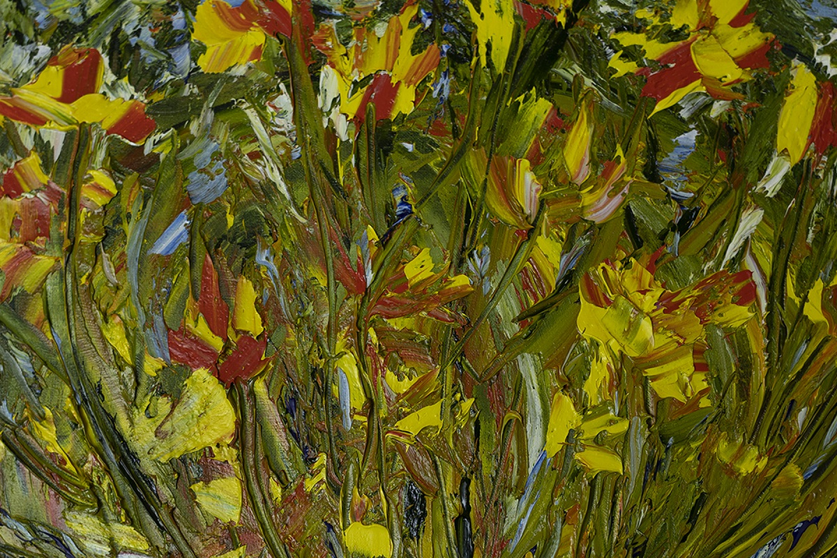 Картина маслом на холсте цветы Бархатцы. Частная коллекция (Беларусь)