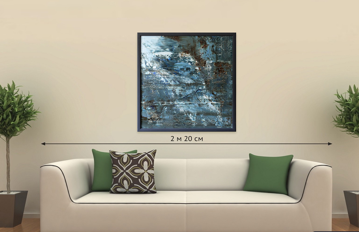  SOLD. Blue Abstract Oil Painting original Texture 76Х76 №2