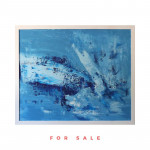Картина масло, голубой абстрактный пейзаж 