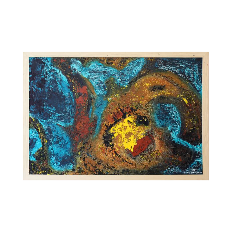 Abstract wall art brown blue fantasy fish Lora Pavlova III-11