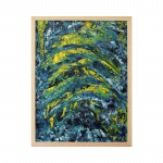 Картины маслом абстракция для интерьера темный Синий Желтый размер 60Х80 2019-III-44, частная коллекция