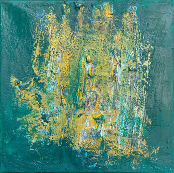 Dark Green wall art. Spring Symphony 2021-6 Oil, canvas, 30X30 cm. SOLD