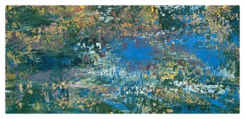 Жоўта-блакітны абстрактны пейзаж 2021-51 40Х80